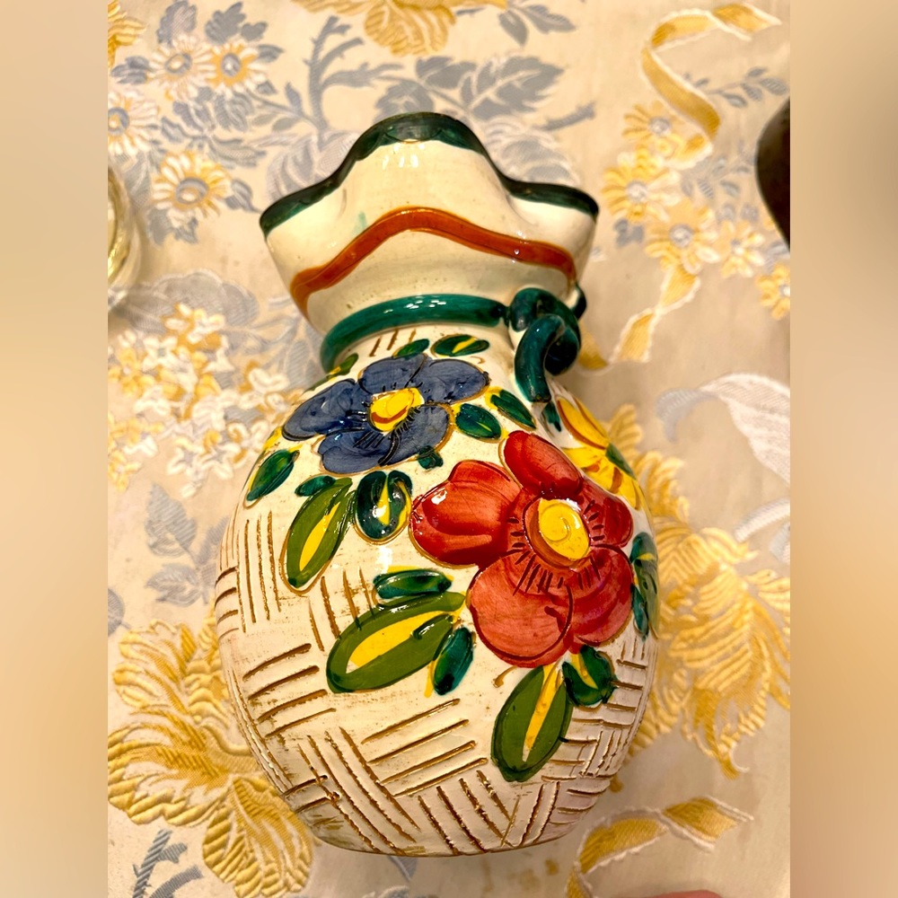 Vintage Post-WWII Italian Pottery Floral Vase